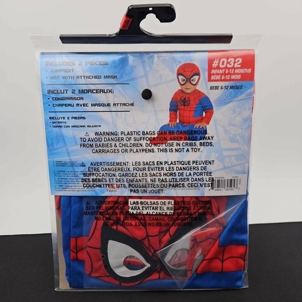 Marvel Spider-Man Costume Size Infant 6-12 months Halloween Dress-up